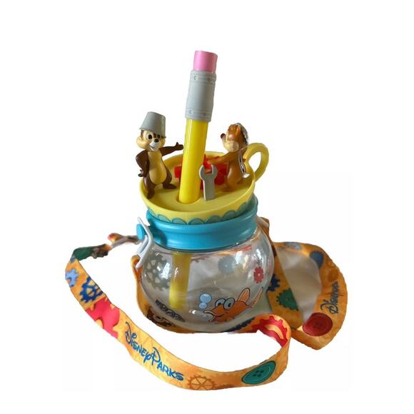 2025 Disneyland Chip And Dale Orb Sipper Cup Mug With Lanyard Disney Parks New - Picture 1 of 10